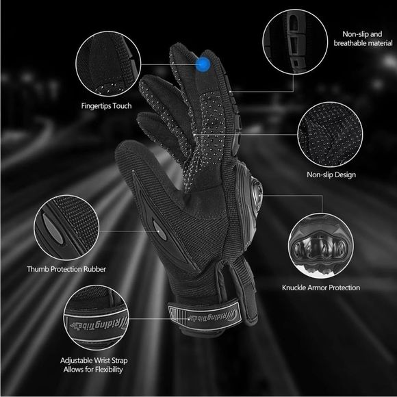 Motorcycle Gloves for Men Women Full Finger Touchscreen Motorbike Riding Gloves - Picture 3 of 11